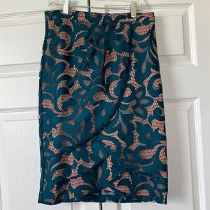 BEAUTIFUL one of a kind Eva Franco Green Lace Skirt